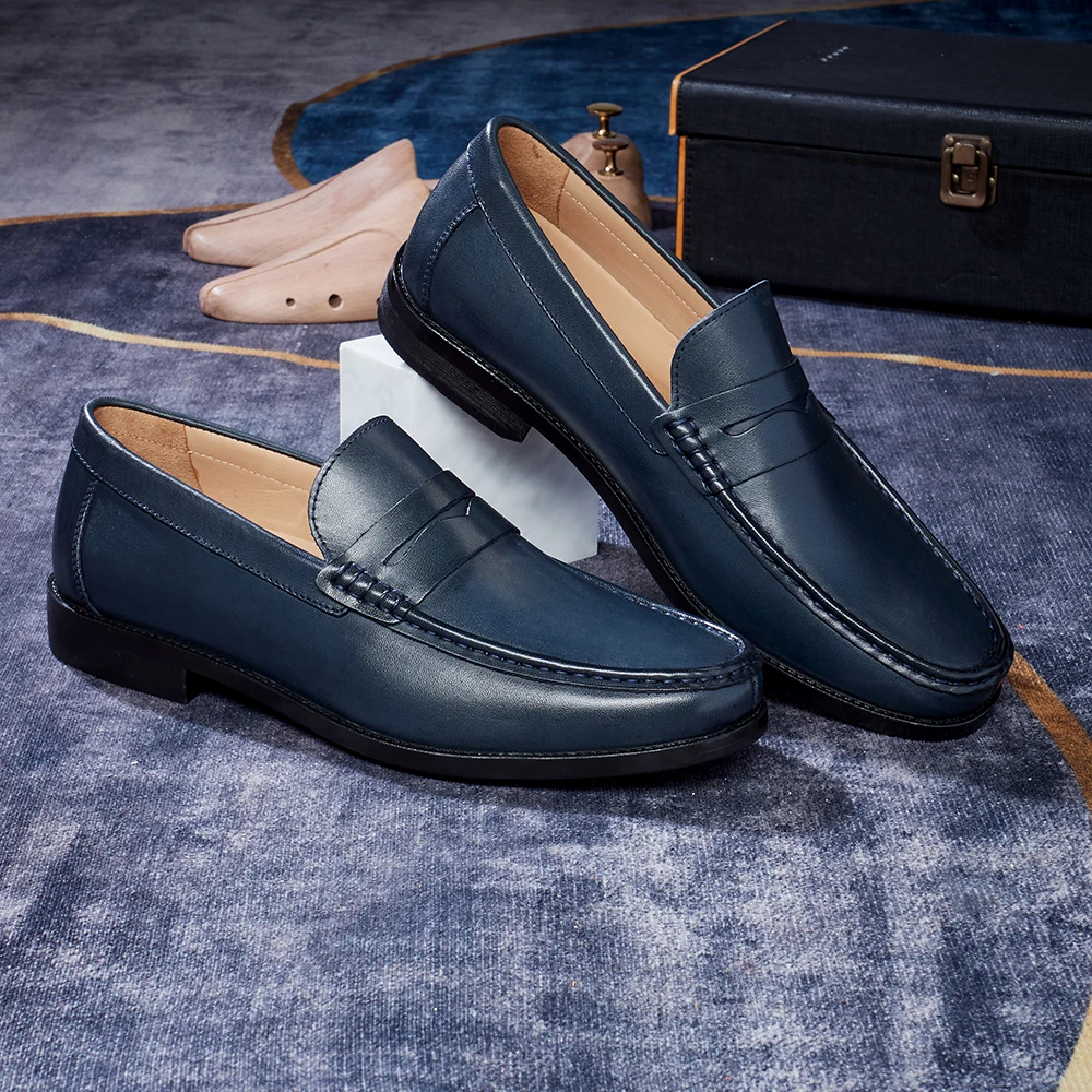 Men’s Dress Genuine Leather Shoes Slip-on Man Shoes Formal Business Casual Ho…